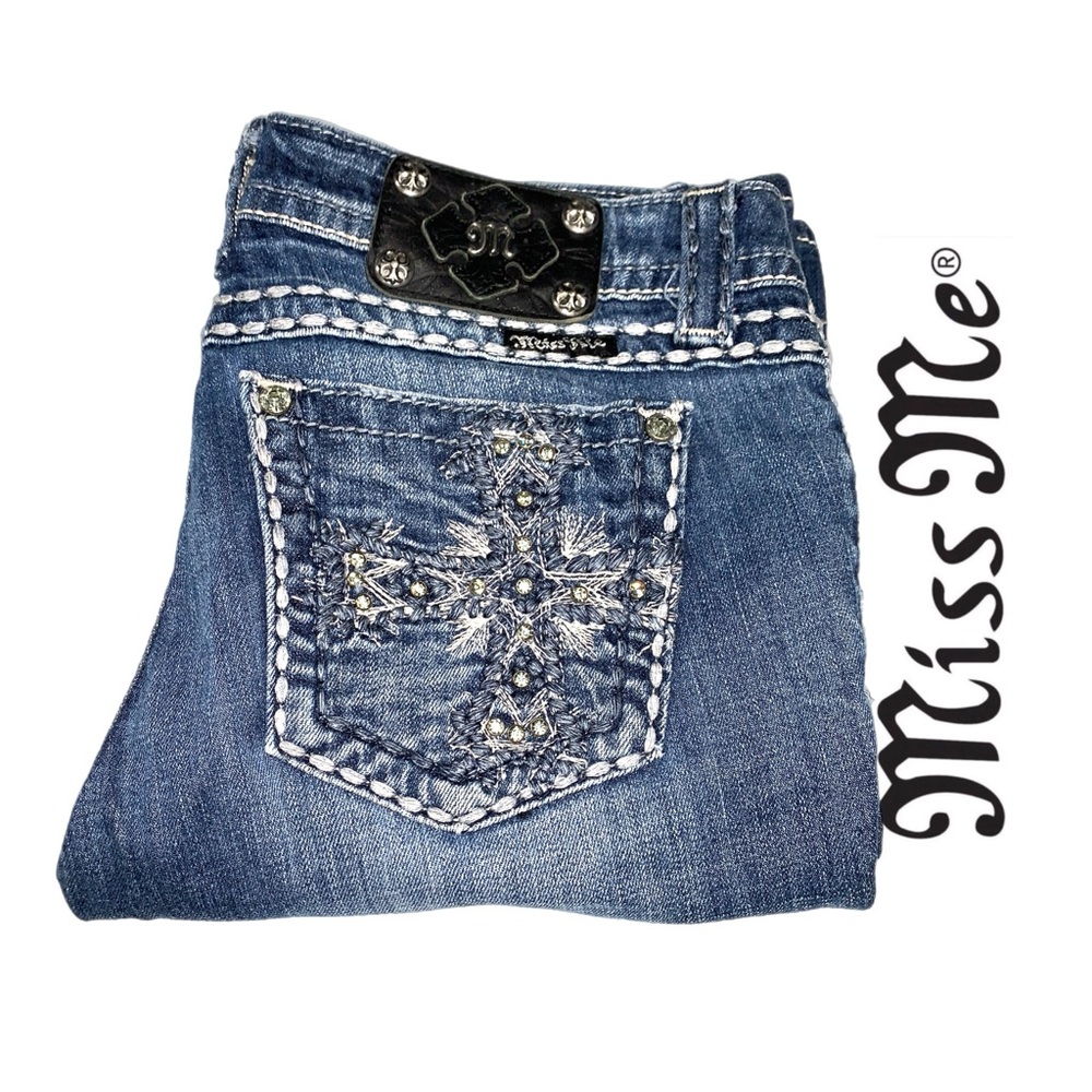 Miss Me Women's Blue Embellished Jeans‎ - 28x33 - 0424 Womens Jeans